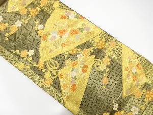 檜扇に宝尽くし・花模様織出し袋帯